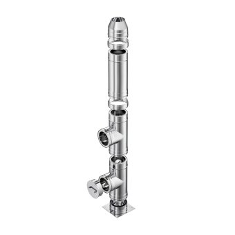 Cos de fum profesional din inox, dublu izolat, 130/90/5, baza 0