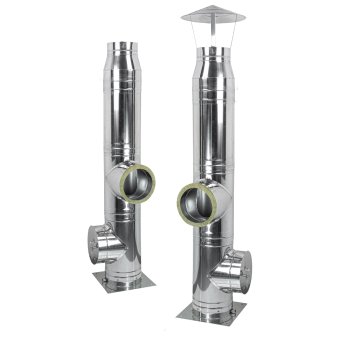 Cos de fum profesional din inox, dublu izolat, 100/90/5, baza 0