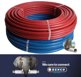Teava multistrat HENCO izolatie albastru 6 mm, D26 mm, insertie AL 0.5mm (colac 50m)