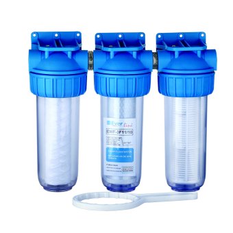 Filtru apa triplu cu carbune/bumbac/sita 3*1*10