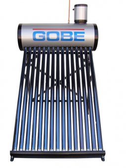 Panou solar nepresurizat din inox GOBE, cu 12 tuburi vidate si boiler 120 L