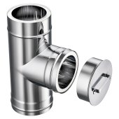 Cos de fum profesional din inox, dublu izolat, 100/90/5, pornire consola