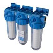 Filtru apa triplu cu carbune/bumbac/sita 3*1*10