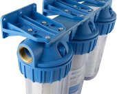 Filtru apa triplu cu carbune/bumbac/sita 3*1*10